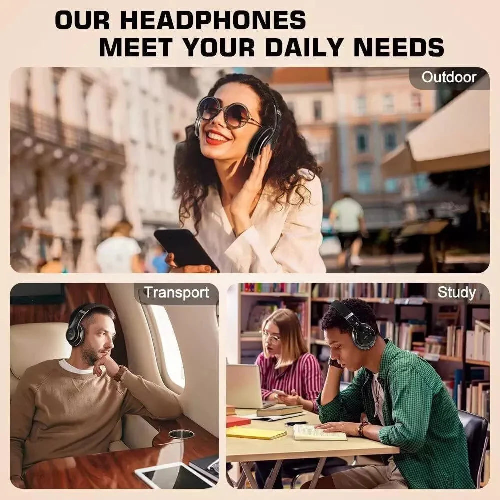 Wireless Headphones Bluetooth Noise Cancelling Stereo Earphones over Ear Headset